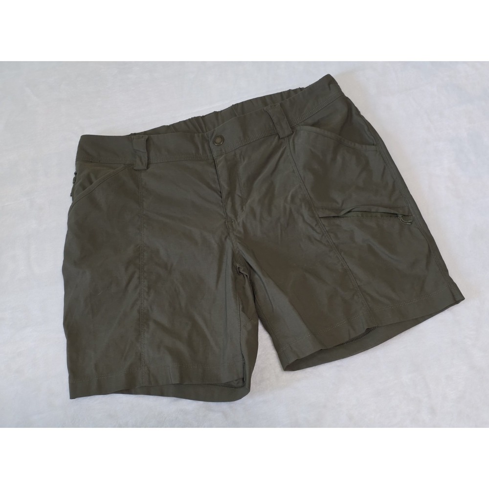 duluth trading co womens size 14 deep sage green dry on the fly 7" nylon shorts